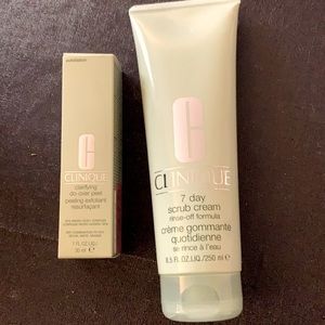 Clinique 7 day scrub cream & do over peel exfoliant bundle brand new
